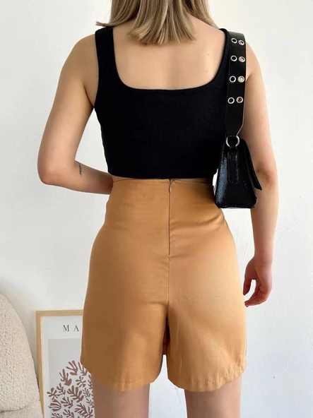 Dört çıtçıtlı Gabardin şort etek - Resim 2