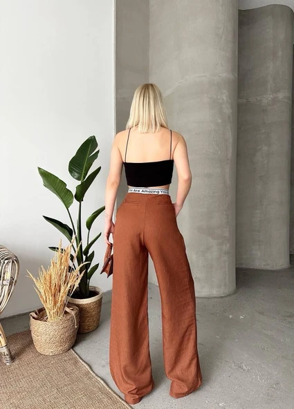 Flamlı kahve pantolon - Resim 6