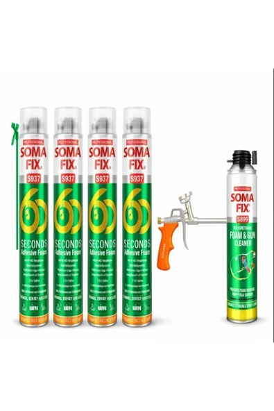 4 Adet 750 ml 60 Saniye Çift Kullanımlı Yapıştırma Köpüğü Köpük Tabancası ve Temizleyicisi ürün görseli 1