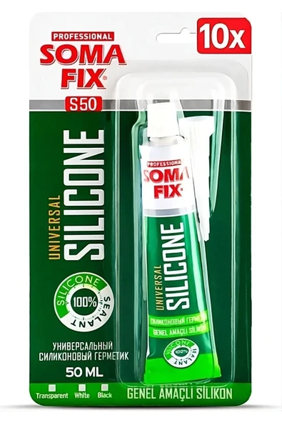 10 Adet Genel Amaçlı Tüp Silikon Yapıştırıcı Beyaz 50Ml ürün görseli 1