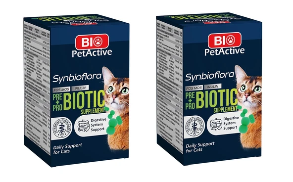 Bio PetActive Synbioflora Kediler İçin Probiotic Sindirim Sistemini Destekleyen 60 Tablet 30 Gr. X 2 Adet ürün görseli 1