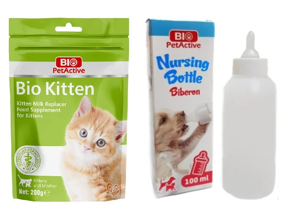 Bio PetActive Kitten Milk Powder Yavru Kedi Süt Tozu 200 Gr + Biberon Seti ürün görseli 1