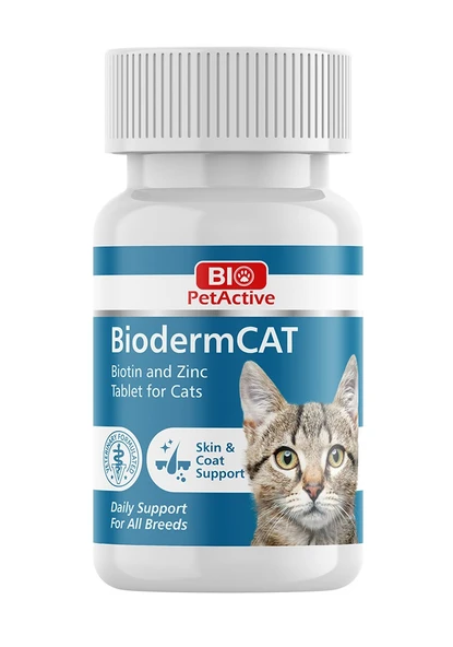 Bio PetActive Biodermcat Kediler İçin Biotin ve Çinko Tableti 30 Gr. 100 Tablet ürün görseli 1