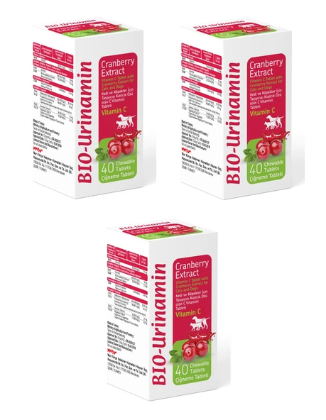 Bio PetActive Bio-Urinamin Kedi ve Köpekler İçin İdrar Yolu Sağlığı 40 Tablet 12 Gr. X 3 Adet ürün görseli 1