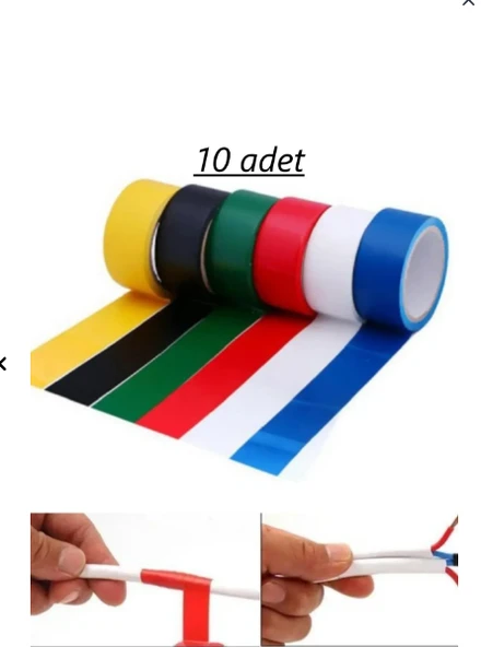 10 ADET Elektrik Izolasyon Bandı Izole Bant 10 Adet Renkli Elektrik Bandı 5 RENKLİ ürün görseli 1