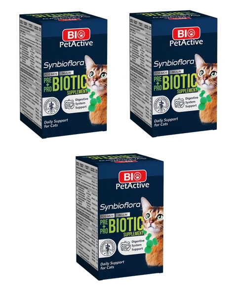 Bio PetActive Synbioflora Kediler İçin Probiotic Sindirim Sistemini Destekleyen 60 Tablet 30 Gr. X 3 Adet ürün görseli 1