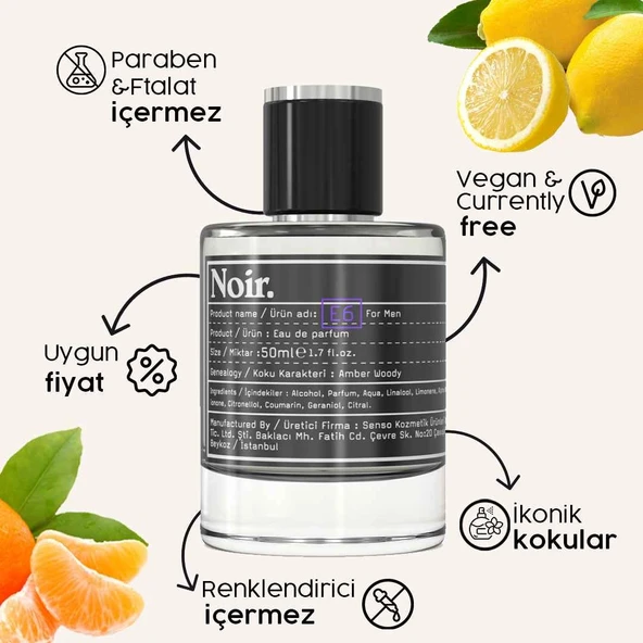Noir. E6 Erkek EDP Parfüm 50 ML - Resim 2