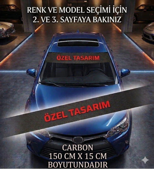Kişiye Özel Yazılı Araç Ön Cam Karbon Şerit Sticker - 150x15cm (10 Renk & 5 Spor Model Seçeneği) ürün görseli 1