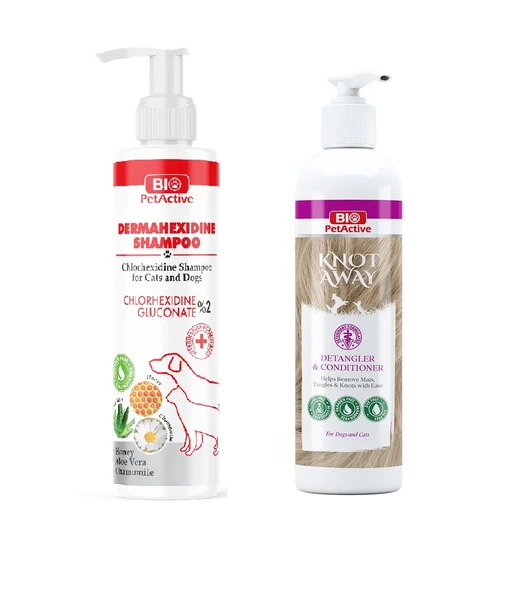 Bio PetActive Dermahexidine Köpek Şampuanı 250 ML + Knot Away Kıtık Açıcı Krem 250 ML 2 Li Set ürün görseli 1