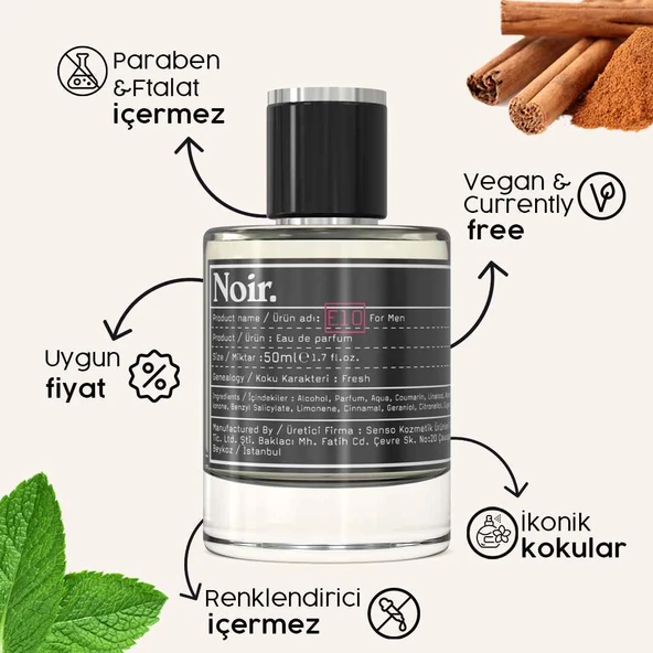 Noir. E10 Erkek EDP Parfüm 50 ML - Resim 2