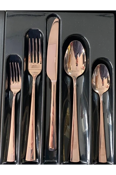 Hisar Lara 36 Parça Bronz Çatal Kaşık Bıçak Set - Resim 3