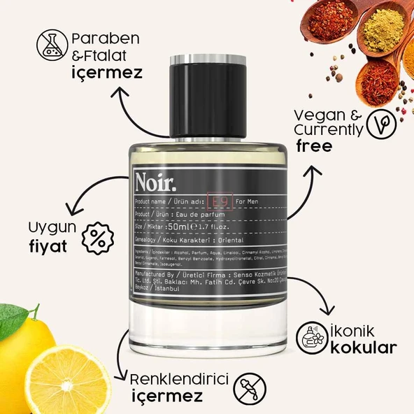 Noir. E9 Erkek EDP Parfüm 50 ML - Resim 2