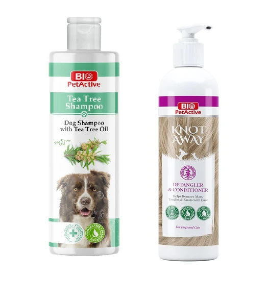 Bio PetActive Çay Ağacı Yağlı Köpek Şampuanı 400 ML + Knot Away Kıtık Açıcı Krem 250 ML 2 Li Set ürün görseli 1
