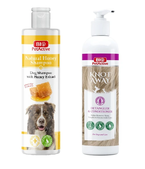 Bio PetActive Doğal Bal Özlü Köpek Şampuanı 400 ML + Knot Away Kıtık Açıcı Krem 250 ML 2 Li Set ürün görseli 1
