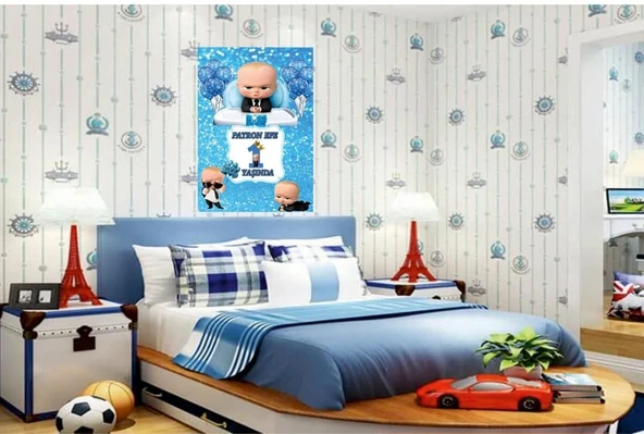 Patron Bebek Boss Baby Temalı Doğum Günü Temalı Kişiye Özel Isimli 70x100 Cm Ölçüsünde Branda Afiş ürün görseli 1