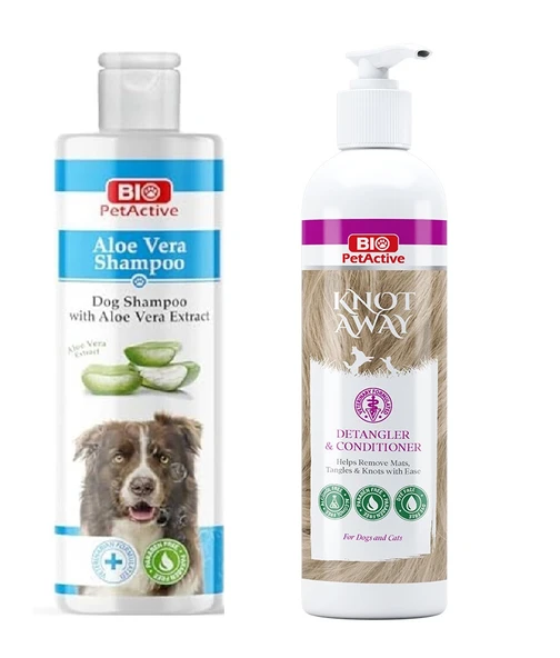 Bio PetActive Aloe Vera Özlü Köpek Şampuanı 400 ML + Knot Away Kıtık Açıcı Krem 250 ML 2 Li Set ürün görseli 1