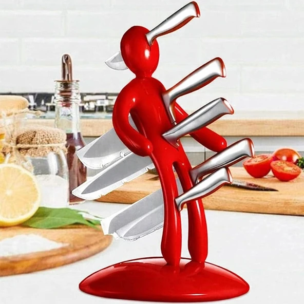 Sunup SN-29169 Kırmızı Çok Amaçlı Mutfak Tezgah Üstü Bıçak Tutucu Stand Organizer ürün görseli 1