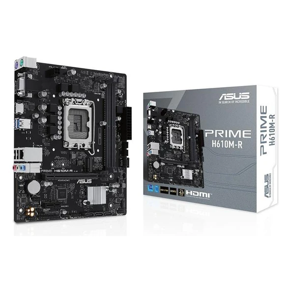 ASUS PRIME H610M-R-SI Intel H610 LGA1700 DDR5 5600 DP HDMI VGA M2 USB3.2 mATX ASUS 5X PROTECTION III - Beyaz Kutu ürün görseli 1