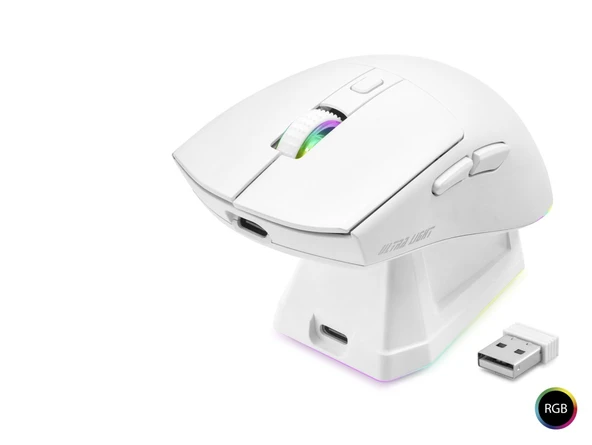 Kablosuz    Rgb Mouse Şarj Standlı - Beyaz MF1215W ürün görseli 1