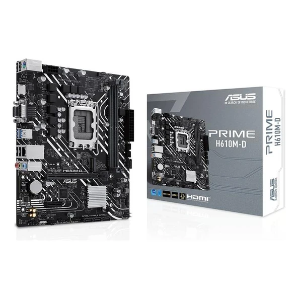Asus Prıme H610M-D Ddr5 5200Mhz(Oc) 1Xvga 1Xhdmı 1Xm.2 Usb 3.2 Matx 1700P (12. / 13. Ve 14. Nesil İşlemci Uyumlu) ürün görseli 1