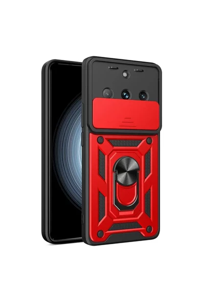 Newface Realme 11 Pro Kılıf Pars Lens Yüzüklü Silikon - Kırmızı ürün görseli 1