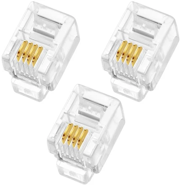 Powermaster PM-1594 RJ9 4P/4C İnce Telefon Jack Soketi (100 Lük Paket) ürün görseli 1