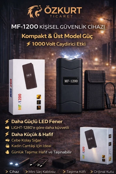 MF 1200 Kişisel Koruma Aleti & LED Fener – ŞARJLI GÜVENLİK CİHAZI ürün görseli 1
