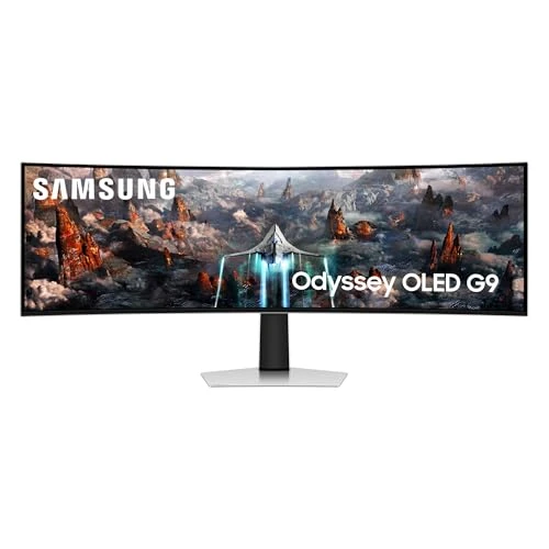 Samsung Odyssey OLED G93SC Kavisli Oyun Monitörü, 49 inç, OLED panel, 5.120 x 1.440 piksel, Freesync Premium Pro, yenileme hızı 240 Hz, tepki süresi 0,03 ms (G/G), ekran kavisi 1.800R ürün görseli 1