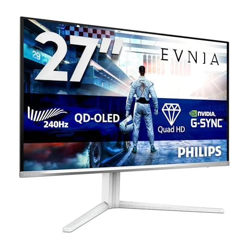 Philips 27M2N6501L - 27 inç QHD OLED oyun monitörü, Ambiglow, 240 Hz, 0,03 ms, G-Sync uyumlu, HDR10 (2560x1440, HDMI 2X 2.1, DP 1x 1.4, USB Hub) beyaz ürün görseli 1