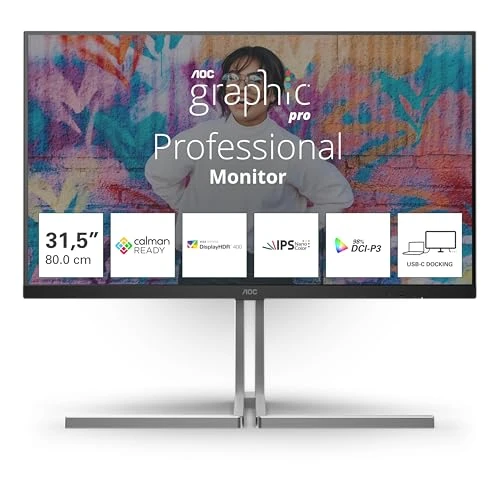 AOC U32U3CV 31,5 inç FHD USB Hub Grafik Monitör, 60Hz, Nano IPS Panel, 4ms GtG, Adaptive Sync, VESA HDR400 (Sertifikalı), Hoparlör, (1920x1080 HDMI 2X 2.0 DP 1x 1.4) Siyah ürün görseli 1