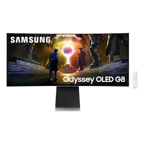 Samsung Odyssey G85SD Kavisli Oyun Monitörü, 34 inç, QD-OLED panelli ekran, UWQHD, 3440 x 1440 piksel, AMD Freesync Premium Pro, yanıt süresi 0,03 ms, yenileme hızı 175 Hz, LS34DG850SUXEN ürün görseli 1