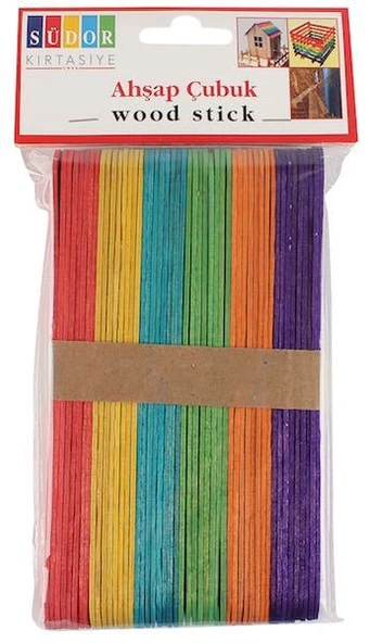 Südor Ahşap Çubuk Büyük Renkli Dondurma Çubuğu 50 Li Bs71 (10 Paket) ürün görseli 1