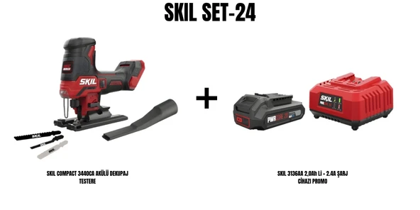 SKIL Set-24 (SKIL COMPACT 3440CA  AKÜLÜ DEKUPAJ TESTERE+SKIL 3136AA 2,0Ah Li + 2.4A ŞARJ CİHAZI PROMO) ürün görseli 1