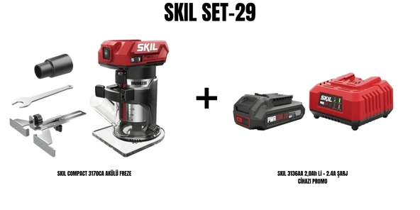 SKIL Set-29 (SKIL COMPACT 3170CA AKÜLÜ FREZE+SKIL 3136AA 2,0Ah Li + 2.4A ŞARJ CİHAZI PROMO) ürün görseli 1