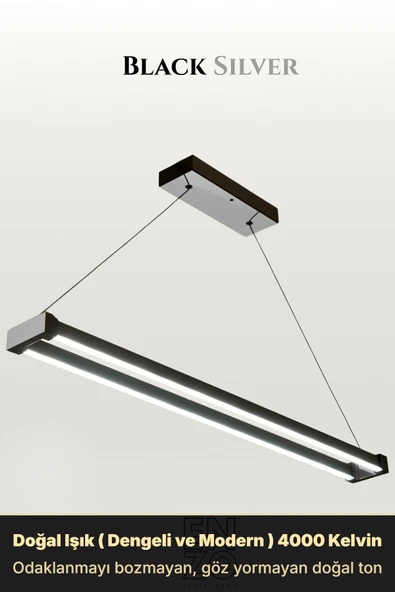 Vega Silver 4000K Lineer LED Sarkıt Avize – Kumandalı Dim Edilebilir – Aşağı Işık ürün görseli 1