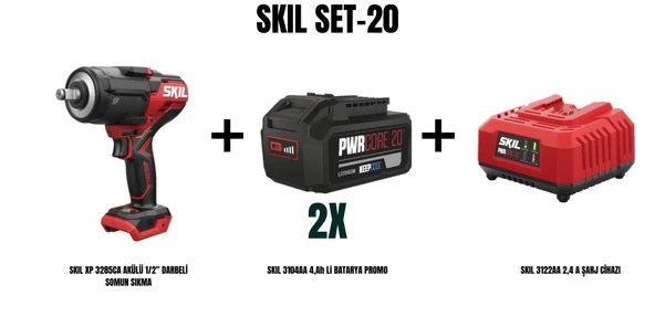 SKIL Set-20 (SKIL XP 3285CA AKÜLÜ 1/2" DARBELİ SOMUN SIKMA+2xSKIL 3104AA 4,Ah Li BATARYA PROMO+SKIL 3122AA 2,4 A ŞARJ CİHAZI) ürün görseli 1