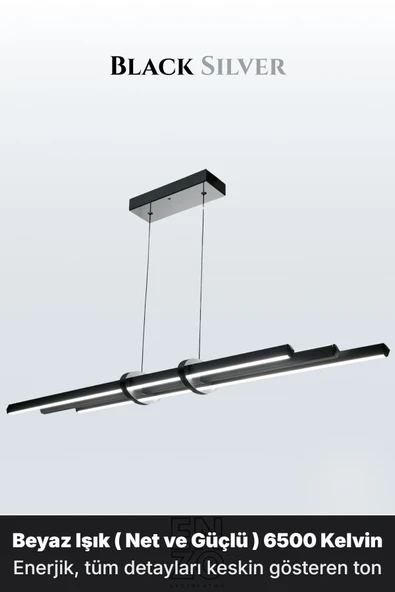 Cosmo Silver 6500K Lineer LED Sarkıt Avize – Kumandalı Dim Edilebilir – Yukarı & Aşağı Işık ürün görseli 1