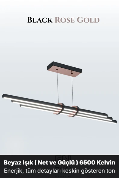 Cosmo Rose Gold 6500K Lineer LED Sarkıt Avize – Kumandalı Dim Edilebilir – Aşağı Işık ürün görseli 1