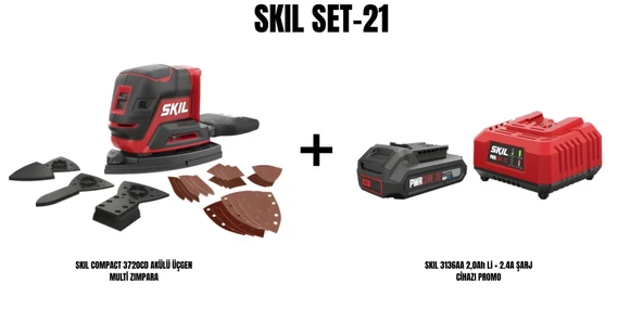 SKIL Set-21 (SKIL COMPACT 3720CD AKÜLÜ ÜÇGEN MULTİ ZIMPARA+SKIL 3136AA 2,0Ah Li + 2.4A ŞARJ CİHAZI PROMO) ürün görseli 1