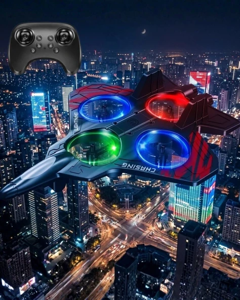 Led Işıklı Oyuncak Drone Fighter Jet Tasarımlı Uzaktan Kumandalı Uçak ürün görseli 1