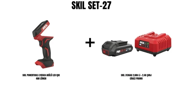 SKIL Set-27 (SKIL POWERTOOLS 3155CA AKÜLÜ LED IŞIK 400 LÜMEN+SKIL 3136AA 2,0Ah Li + 2.4A ŞARJ CİHAZI PROMO) ürün görseli 1
