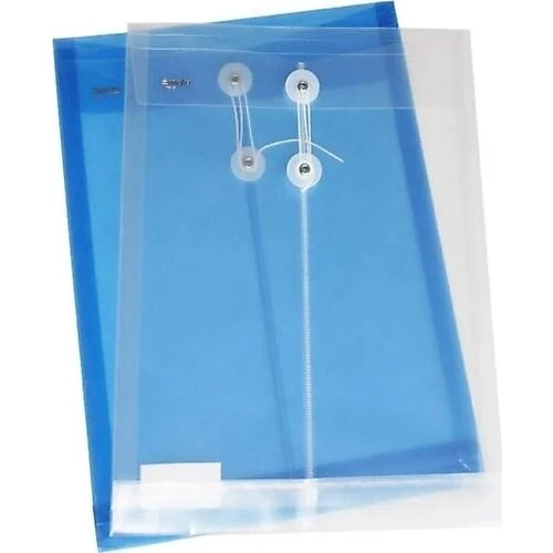 Smato A4 İpli Körüklü Evrak Zarfi Şeffaf Dik Mavi W7535 (10 Lu Paket) ürün görseli 1