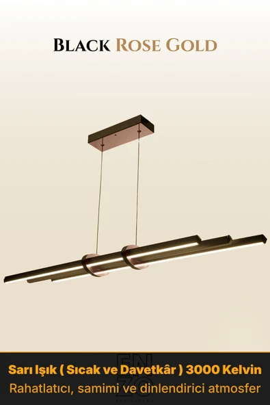 Cosmo Rose Gold 3000K Lineer LED Sarkıt Avize – Kumandalı Dim Edilebilir – Yukarı & Aşağı Işık ürün görseli 1