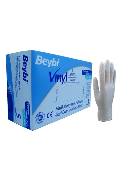 Beybi Vinyl Vinil Pudrasız Muayene Eldiveni Small (100 Lü Paket) ürün görseli 1