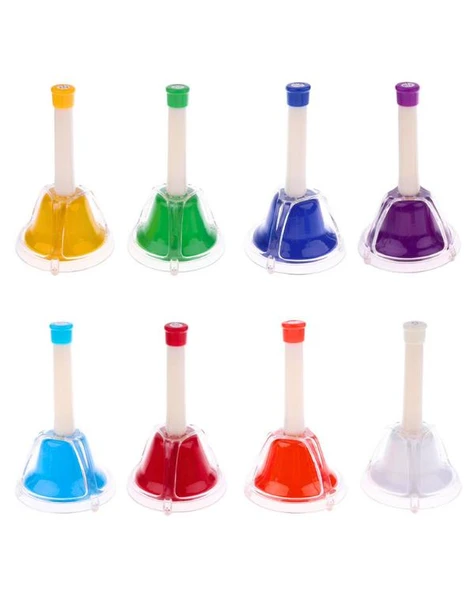 Temel Renkli Basmalı Nota El Zili Seti 8li 15 cm BY11-3 ürün görseli 1