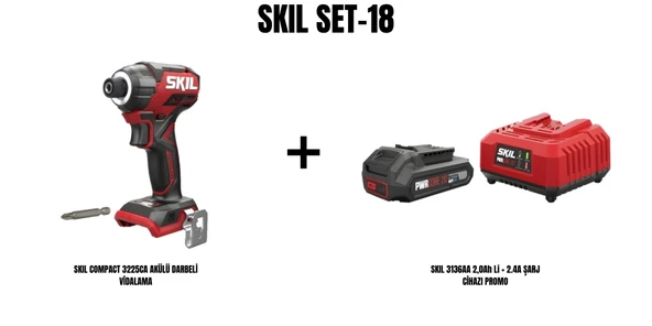 SKIL Set-18 (SKIL COMPACT 3225CA AKÜLÜ DARBELİ VİDALAMA+SKIL 3136AA 2,0Ah Li + 2.4A ŞARJ CİHAZI PROMO) ürün görseli 1