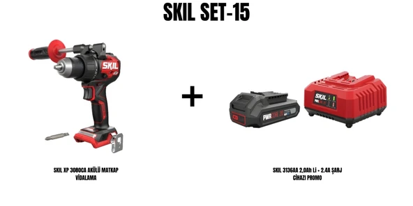 SKIL Set-15 (SKIL XP 3080CA AKÜLÜ MATKAP VİDALAMA+SKIL 3136AA 2,0Ah Li + 2.4A ŞARJ CİHAZI PROMO) ürün görseli 1