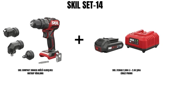SKIL Set-14 (SKIL COMPACT 3066CA AKÜLÜ 4xBAŞLIKLI MATKAP VİDALAMA+SKIL 3136AA 2,0Ah Li + 2.4A ŞARJ CİHAZI PROMO) ürün görseli 1