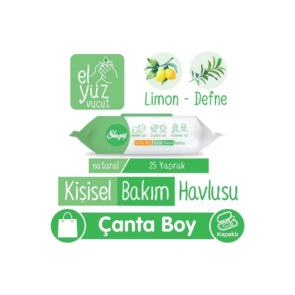 Sleepy Kişisel Bakım Havlusu Natural 25'li ürün görseli 1