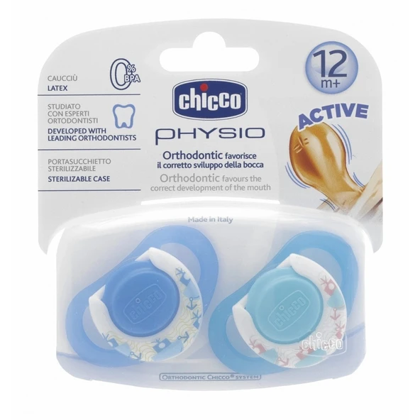 Chicco 2 li Physio Kauçuk Emzik 12 ay+ Erkek ürün görseli 1
